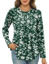 Camisas de manga comprida de outono para mulheres IECCP plissadas com botões