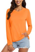 Camisas de manga comprida MAGCOMSEN para mulheres Quick Dry UPF 50+ Orange Camisas de manga comprida MAGCOMSEN para mulheres Quick Dry UPF 50+ Orange
