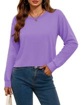 Camisas de manga comprida YUCOLEN para mulheres com gola redonda Camisas de manga comprida YUCOLEN para mulheres com gola redonda