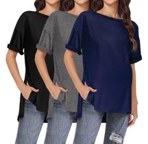 Camisas de maternidade Ekouaer, 3 pacotes, manga curta, tamanho grande, S Camisas de maternidade Ekouaer, 3 pacotes, manga curta, tamanho grande, S