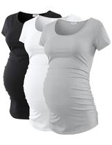 Camisas de maternidade Peauty Maternity Classic com gola redonda branca S