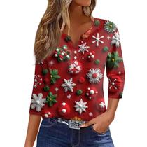 Camisas de Natal para mulheres 2024 Trajes de férias Holiday
