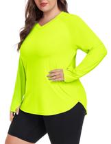 Camisas de sol FOREYOND femininas plus size UPF 50+ de manga comprida