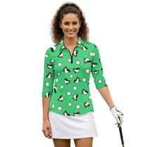Camisas de tênis de golfe Boatee Birds de manga 3/4 para mulheres Camisas de tênis de golfe Boatee Birds de manga 3/4 para mulheres