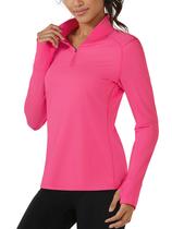 Camisas de treino TACVASEN femininas com gola simulada, pulôveres, rosa, vermelho, S