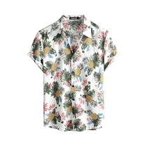 Camisas Havaianas Casuais Masculinas Com Estampa Floral 3D, Manga Curta, Botão Frontal, Camisa