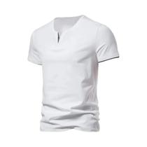 Camisas Henley masculinas de manga curta casual algodão slim fit básico verão com decote em V