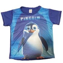 Camisas Infantil Pinguim Desenho Personagem Confortavel