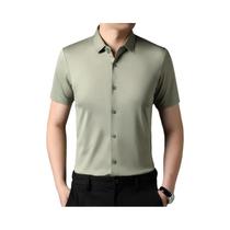 Camisas Masculinas de Luxo 4XL - Manga Curta, Sem Costura, Casual e Alta Elasticidade