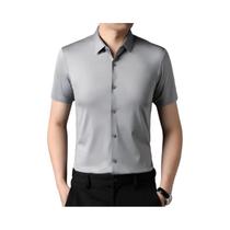 Camisas Masculinas de Luxo 4XL - Manga Curta, Sem Costura, Casual e Alta Elasticidade