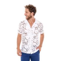 Camisas masculinas de renda trabalhada