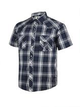 Camisas masculinas Western Cowboy Pearl Pearl Snap, manga curta, casuais, de dois bolsos, xadrez de trabalho, sem rugas (Moonlit Ocean/S, 41)