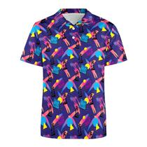 Camisas polo de golfe masculinas Camisas polo tropicais dos anos 80 e 90 para homens, camisa de golfe de manga curta, estampada, camisas polo de alto desempenho, roxas, grandes Camisas polo de golfe masculinas Camisas polo tropicais dos anos 80 e 90 para homens, camisa de golfe de manga curta, estampada, camisas polo de alto desempenho, roxas, grandes