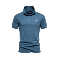 Camisas Polo Masculinas 100% Algodão Com Bordado, Cor Sólida, Manga Curta, Novo Verão AIOPESON