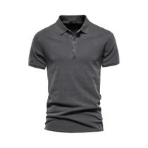 Camisas Polo Masculinas De Algodão De Cor Sólida Casual Manga Curta Turn down Moda Streetwear