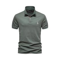 Camisas Polo Masculinas de Algodão - Manga Curta, Sólida - Marca Aiopeson