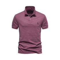 Camisas Polo Masculinas de Algodão - Manga Curta, Sólida - Marca Aiopeson