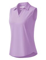 Camisas polo sem mangas MAGCOMSEN para mulheres, tênis de golfe, roxas