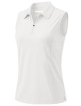 Camisas polo sem mangas MAGCOMSEN UPF 50+ para mulheres brancas L