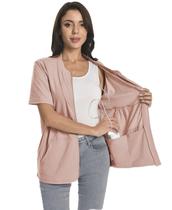 Camisas pós-mastectomia com zíper com bolsos de drenagem após cirurgia mamária, recuperação, bolsa de nefrostomia, suprimentos indispensáveis, roupas de algodão confortáveis, camisas de manga curta, vermelhas, rosa