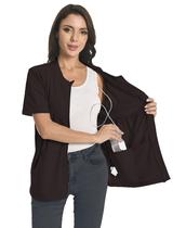 Camisas pós-mastectomia com zíper com bolsos de drenagem após cirurgia mamária, recuperação, bolsas de nefrostomia, suprimentos indispensáveis, roupas de algodão confortáveis, camisas de manga curta pretas