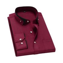 Camisas Sociais Masculinas de Manga Comprida - Preto e Azul - Anti-rugas com Gola Contrastante