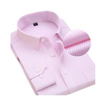 Camisas Sociais Masculinas Plus Size 8XL - Manga Comprida Listrada Branca - Roupas Formais