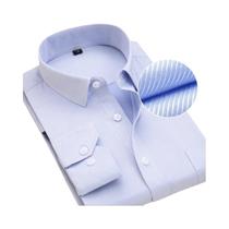 Camisas Sociais Masculinas Plus Size 8XL - Manga Comprida Listrada Branca - Roupas Formais