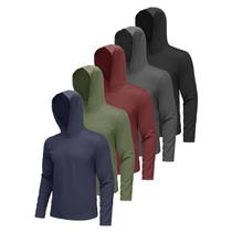 Camisas Wuantrexx, pacote com 5 camisas masculinas de manga comprida, com capuz e secagem rápida Camisas Wuantrexx, pacote com 5 camisas masculinas de manga comprida, com capuz e secagem rápida