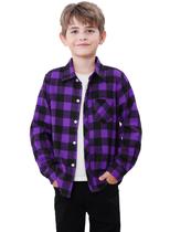 Camisas xadrez de flanela para meninos e homens SANGTREE Buffalo Purple Camisas xadrez de flanela para meninos e homens SANGTREE Buffalo Purple