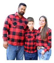 Camisas Xadrez Kit Familia 3 Peças Pai Mãe E Filho