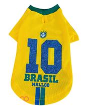 Camiseta 10 Brasil Amarela para Cachorro e Gato - Malloo