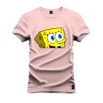 Camiseta 100% Algodão Confortável Premium Estampada Bob Esponja