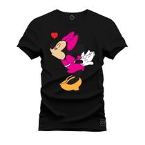 Camiseta 100% Algodão Confortável Premium Estampada Minnie Beijinho