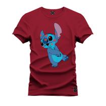 Camiseta 100% Algodão Confortável Premium Estampada Stich