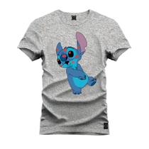 Camiseta 100% Algodão Confortável Premium Estampada Stich