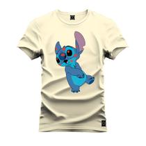 Camiseta 100% Algodão Confortável Premium Estampada Stich