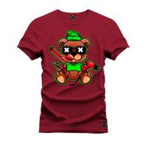 Camiseta 100% Algodão Confortável Premium Estampada Urso Furadeira Money