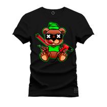 Camiseta 100% Algodão Confortável Premium Estampada Urso Furadeira Money