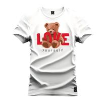 Camiseta 100% Algodão Confortável Premium Estampada Urso Love Grau