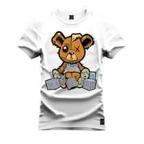 Camiseta 100% Algodão Confortável Premium Estampada Urso Marrom Boladinho