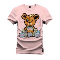 Camiseta 100% Algodão Confortável Premium Estampada Urso Marrom Boladinho