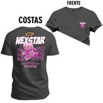 Camiseta 100% Algodão Confortável Premium Estampada Urso Roxo Frente e Costas