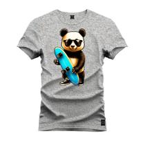 Camiseta 100% Algodão Confortável Premium Estampada Urso Skater