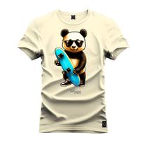 Camiseta 100% Algodão Confortável Premium Estampada Urso Skater