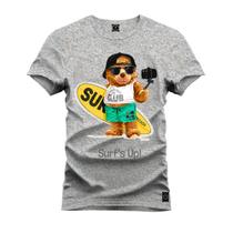 Camiseta 100% Algodão Confortável Premium Estampada Urso Surf