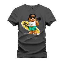 Camiseta 100% Algodão Confortável Premium Estampada Urso Surf