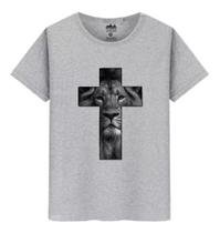 Camiseta 100% Algodão Cruz Jesus Leão Judá Top Camisa