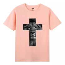 Camiseta 100% Algodão Cruz Jesus Leão Judá Top Camisa