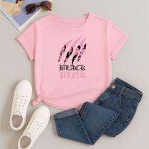 Camiseta 100% Algodão Estampa Blackpink Garras 611 Look Outfit Malha Confortável Gola Redonda